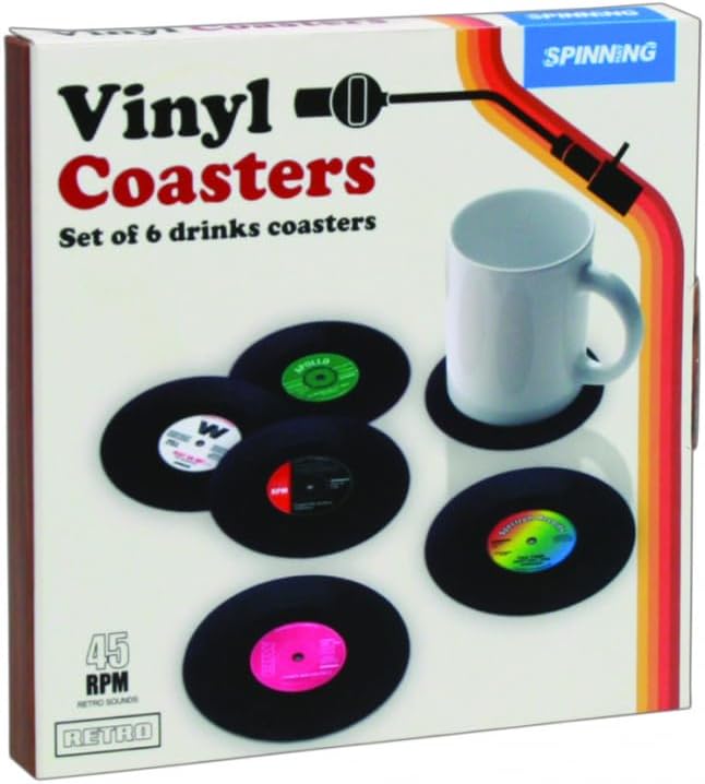 Retro Vinyl Coasters 6-pack