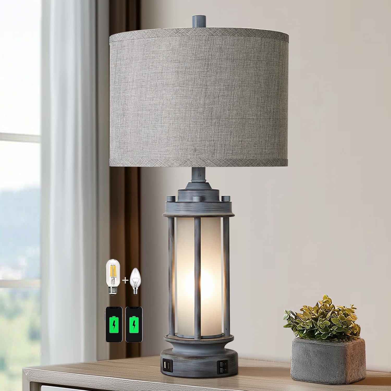 Set of 2 Farmhouse Lamps for Living Room