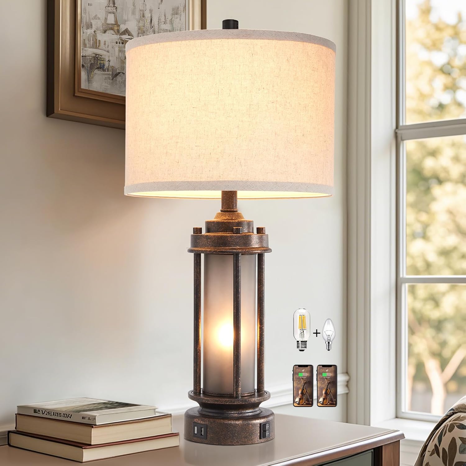 Set of 2 Farmhouse Lamps for Living Room