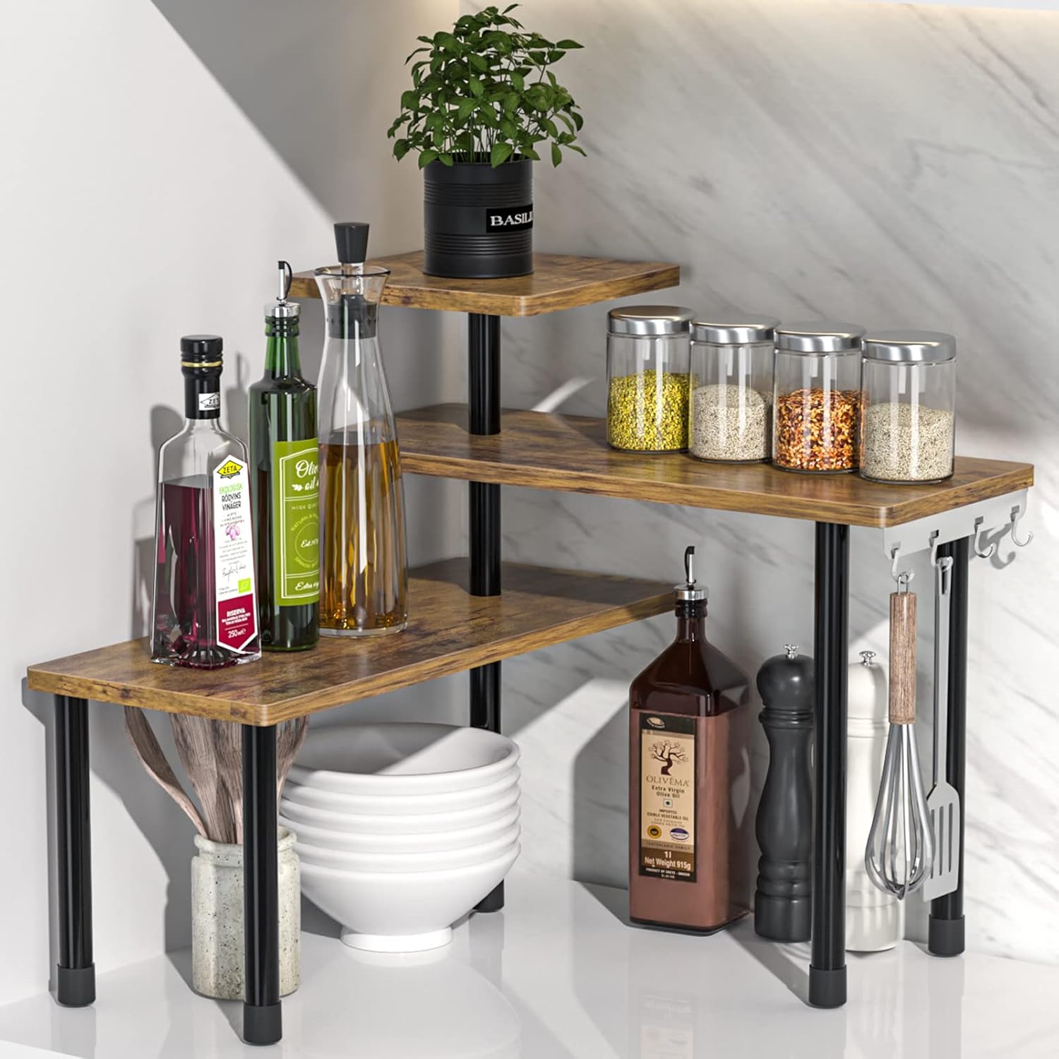 3 Tier Moveable Corner Shelf Organizer for Kitchen